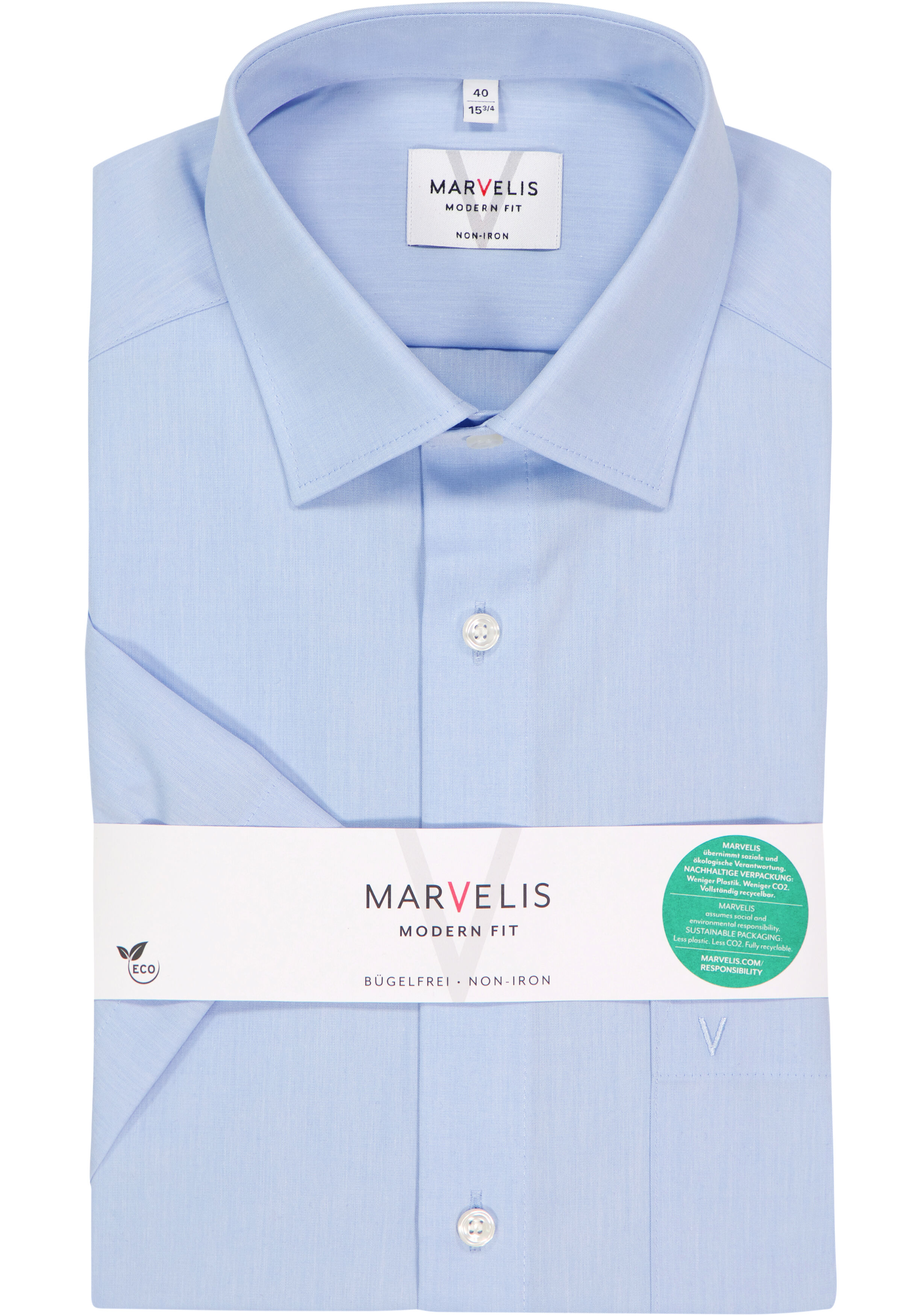 MARVELIS modern fit overhemd, korte mouw, lichtblauw